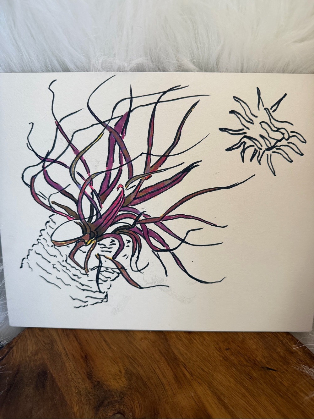 Abstract Floral Line Art Canvas - Pink & Purple Accents